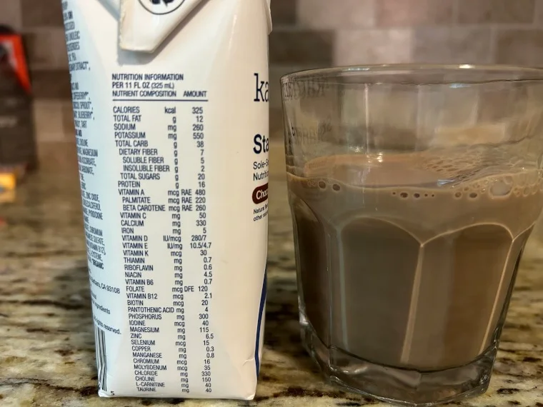 Nutrition Information on a carton of Kate Farms Pediatric Standard