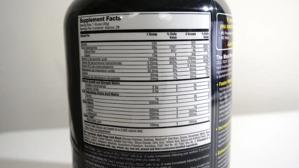 MuscleTech CellTech Creatine Ingredients