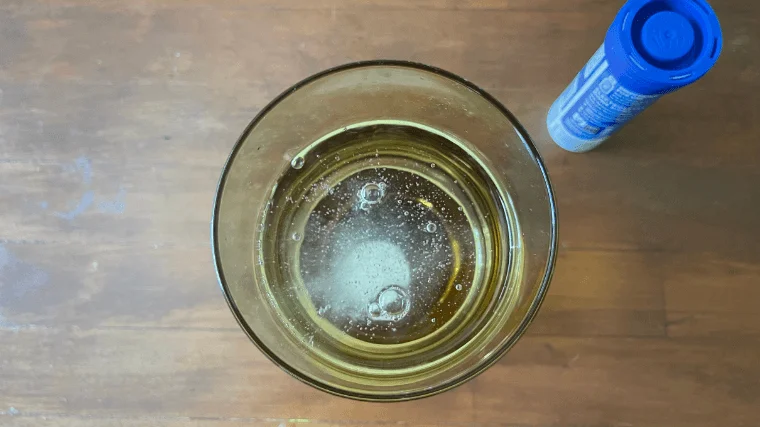 nuun-sport-tablet-dissolving-in-water A Nuun tablet dissolving in a glass of water