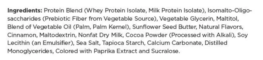 One Bar Cinnamon Roll Ingredients 