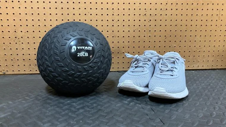 The 20-pound Titan Fitness Slam Ball.