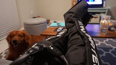 Athlete wearing compression boots
