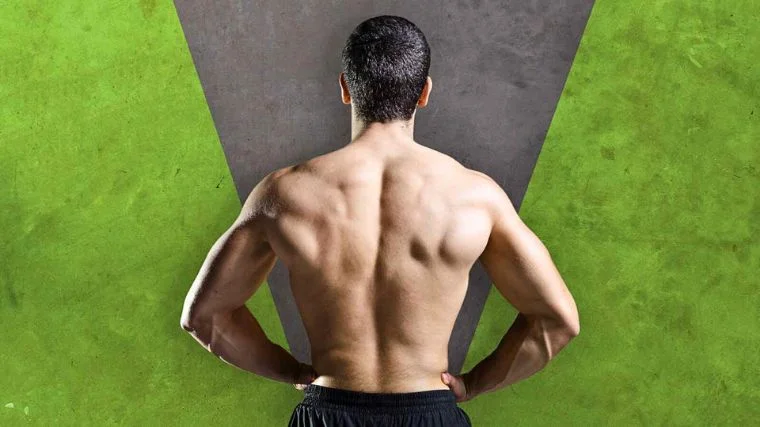 A person showing his back muscles.
