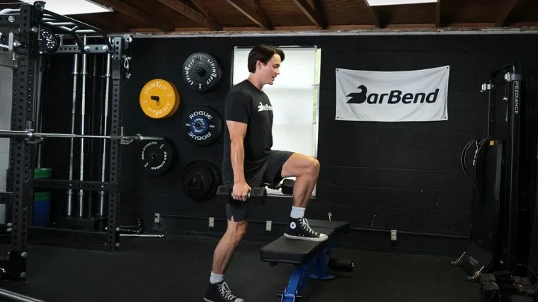 A person performing the step-up exercise.