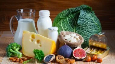 Calcium-rich food arranged in a pretty display.