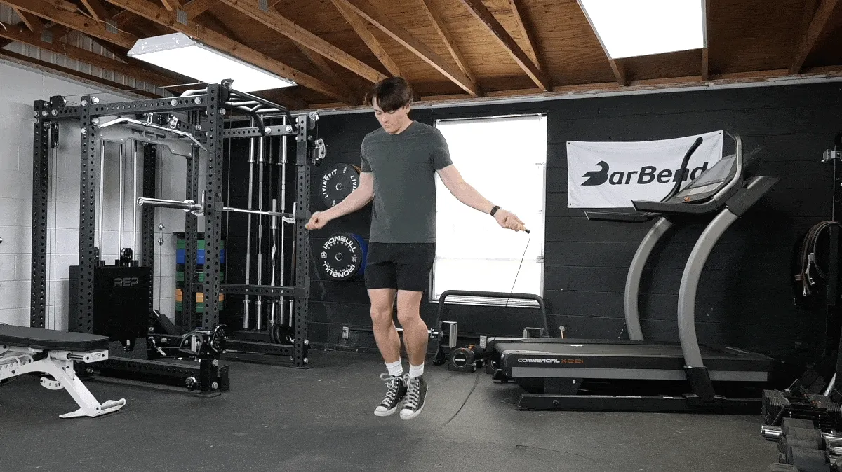 A person doing the jump rope exercise.